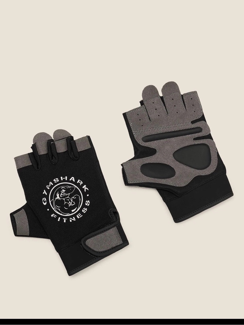 New large Gymshark unisex Black & Gray Fingerless Training Gloves